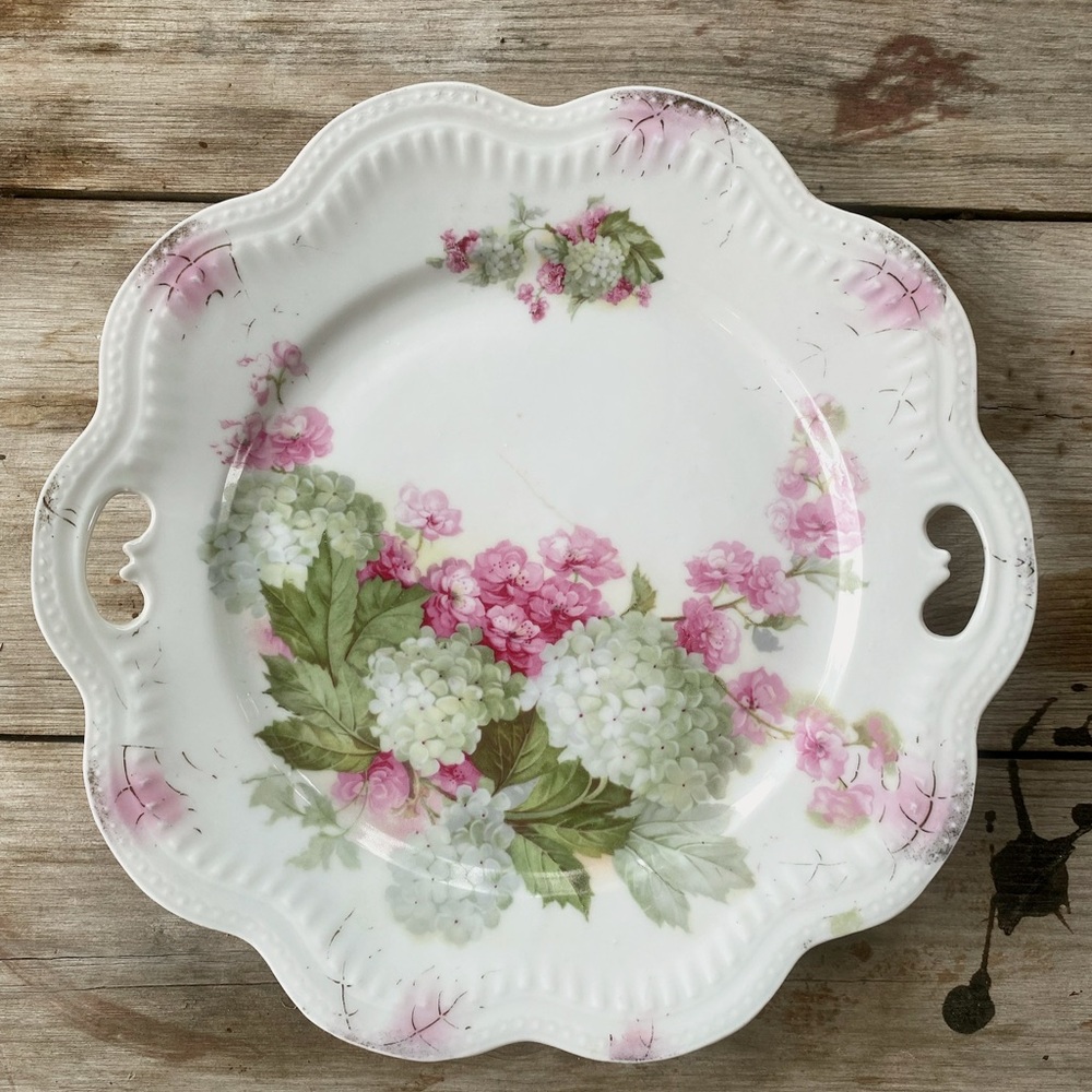 TC Porcelain Platter with Pink and Green Floral Design